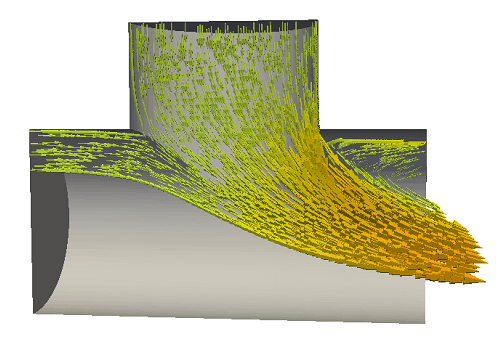 ティー継手の流体解析結果