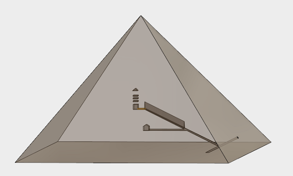 ピラミッドの3Dモデルと内部構造